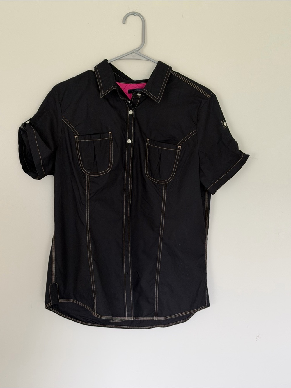Tommy Hilfiger Black Contrast Stitch Button Down Shirt